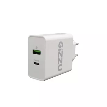 GIZZU 36W USB-C PD & QC3.0 divu portu sienas lādētājs - balts