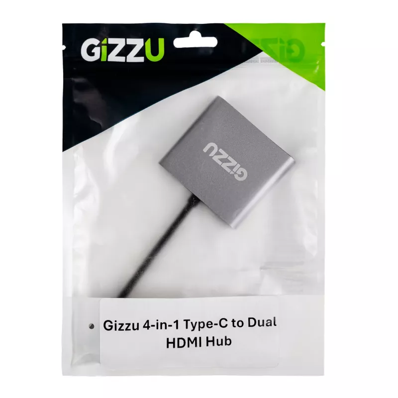 Gizzu 4-in-1 Type-C uz Dual HDMI centrmezgls