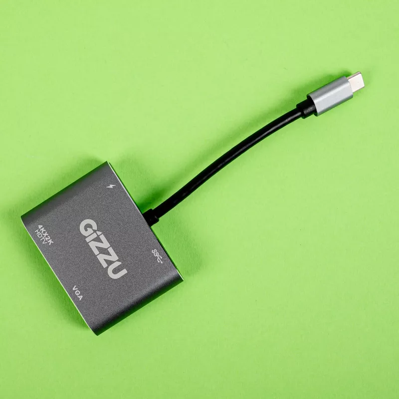 Gizzu 4-in-1 Type-C uz HDMI/VGA/USB3.0 centrmezgls