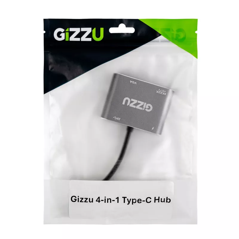 Gizzu 4-in-1 Type-C uz HDMI/VGA/USB3.0 centrmezgls