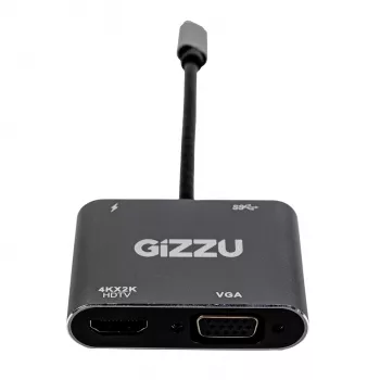 Gizzu 4-in-1 Type-C uz HDMI/VGA/USB3.0 centrmezgls