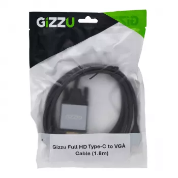 Gizzu Full HD USB-C uz VGA adaptera kabelis 1,8 m melns