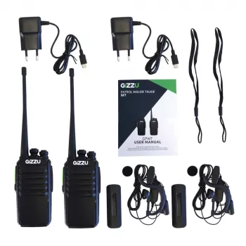 Gizzu Patrol Walkie Talkie komplekts PMR446 8 kanālu divvirzienu radio ar VOX, skenēšanu, lukturīti – melns/oranžs (2 iepakojums)