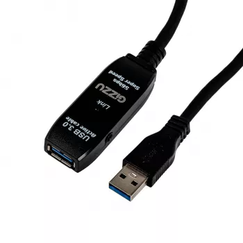 Gizzu USB 3.0 aktīvais pagarinātāja kabelis 5m - Melns