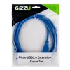 Gizzu USB 3.0 pagarinātājkabelis 2m – 5Gbps, vīrietis uz sievieti, melns