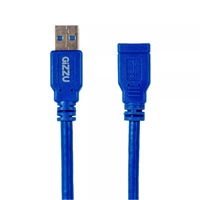 Gizzu USB 3.0 pagarinātājkabelis 2m – 5Gbps, vīrietis uz sievieti, melns