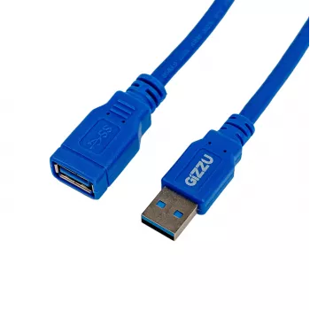 Gizzu USB 3.0 pagarinātājkabelis 2m – 5Gbps, vīrietis uz sievieti, melns