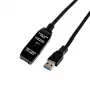 Gizzu USB3.0 aktīvais pagarinātāja kabelis 10m – 5Gbps SuperSpeed retranslatora kabelis ar signāla pastiprinātāju, USB-A vīrietis uz sievieti, barošana no kopnes ar papildu DC portu, melns