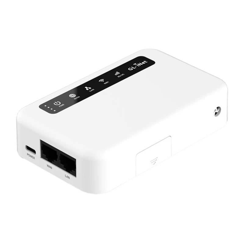 GL.iNet Puli 4G LTE portatīvais maršrutētājs ar 5000mAh akumulatoru, OpenWrt, VPN, Wi-Fi 4, 2x Ethernet, USB, MicroSD, melns