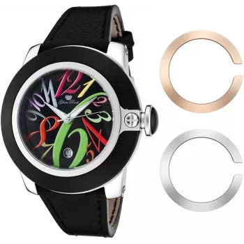 GLAM ROCK Sieviešu pulkstenis GR32018 Miami kolekcija 44mm Šveices kvarcs Nerūsējošais tērauds Āda Melns