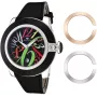 GLAM ROCK Sieviešu pulkstenis GR32018 Miami kolekcija 44mm Šveices kvarcs Nerūsējošais tērauds Āda Melns