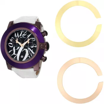 GLAM ROCK Sieviešu pulkstenis GR32112 (44mm) - Šveices kvarcs, balts keramikas ietvars, silikona siksniņa