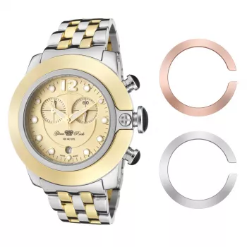 GLAM ROCK Sieviešu pulkstenis GR32159 (44mm) - Šveices kvarcs, balts pērļu mākoņa ciparnīca, silikona siksniņa