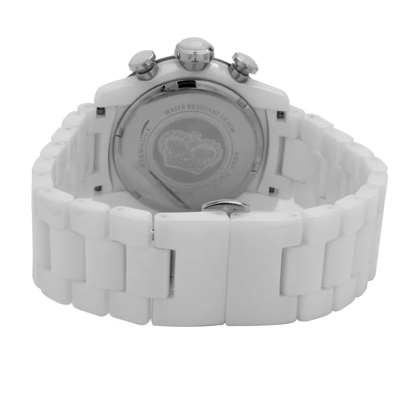 GLAM ROCK Sieviešu pulkstenis GR50116D (42mm) - Šveices kvarcs, balts perlamutra ciparnīca, balta silikona siksniņa