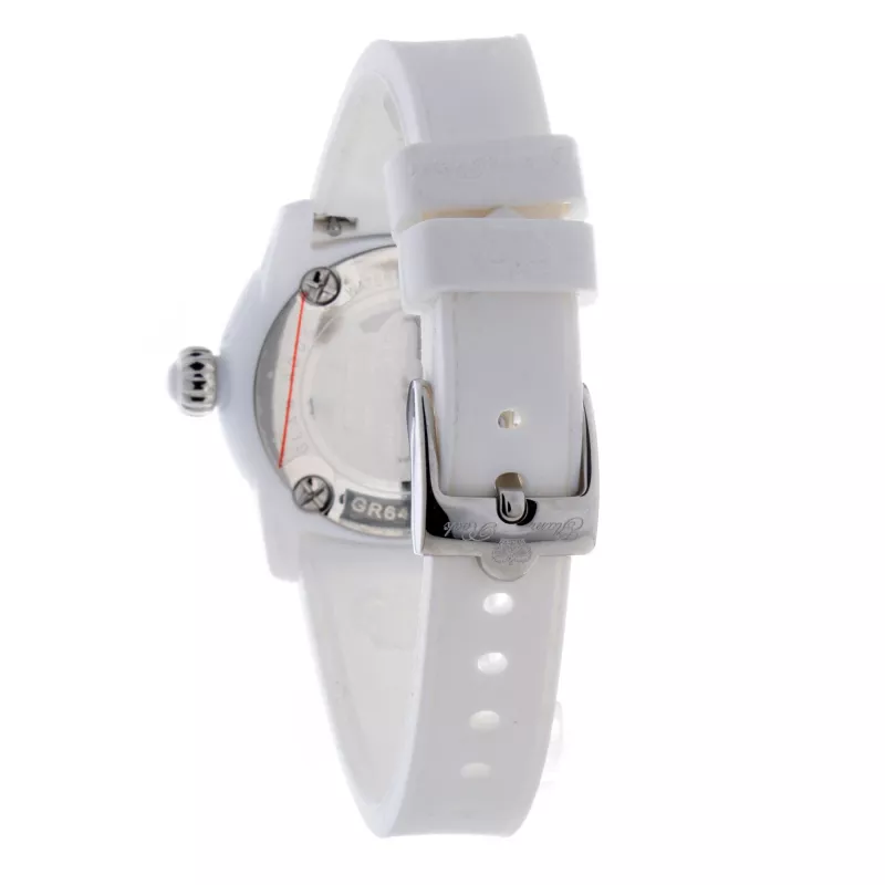 GLAM ROCK Sieviešu pulkstenis GR64005 (40mm) - Šveices kvarcs, balts keramikas ietvars, silikona siksniņa