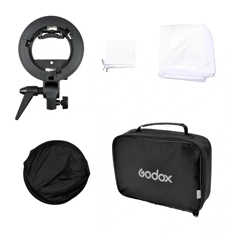 Godox SFUV6060 S-Type zibspuldzes kronšteins ar 60x60cm softbox un somu komplekts