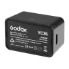 Godox VC26 USB-C lādētājs V1 un V860III zibspuldžu baterijām – 5V/2A ieeja, 8.4V/1A izeja, LED indikators, komplektā USB-A uz USB-C kabelis