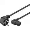 Goobay 51320 tīkla barošanas kabelis, Schuko kontaktdakša (leņķiska) uz IEC C13 ligzdu, melns, 5 m
