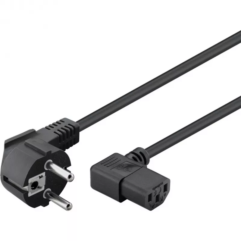 Goobay 51320 tīkla barošanas kabelis, Schuko kontaktdakša (leņķiska) uz IEC C13 ligzdu, melns, 5 m