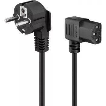 Goobay 51320 tīkla barošanas kabelis, Schuko kontaktdakša (leņķiska) uz IEC C13 ligzdu, melns, 5 m
