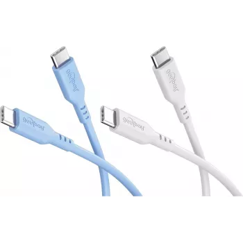Goobay Ice Breeze komplekts 2x USB-C silikona kabelis, 1,5 m, zils un balts (81257)