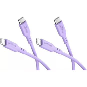 Goobay komplekts 2x USB-C silikona kabelis, 1,5 m, violets (81249)