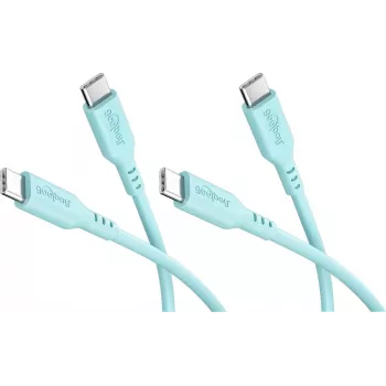 Goobay komplekts 2x USB-C silikona kabelis, 1,5 m, tirkīza (81248)