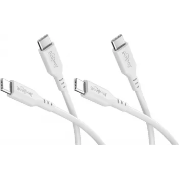 Goobay komplekts 2x USB-C silikona kabelis, 1,5 m, balts (81244)