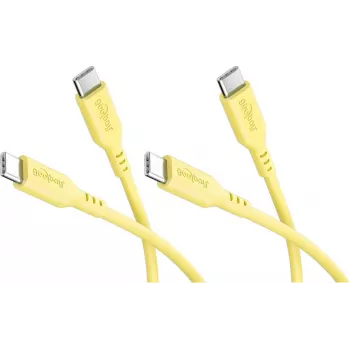 Goobay komplekts 2x USB-C silikona kabelis, 1,5 m, dzeltens (81243)