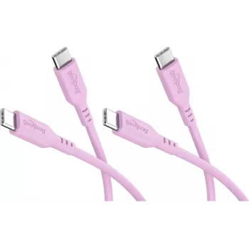 Goobay 2 USB-C uz USB-C silikona kabeļu komplekts, 1,5 m, rozā (81251)