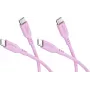 Goobay 2 USB-C uz USB-C silikona kabeļu komplekts, 1,5 m, rozā (81251)