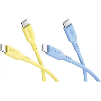 Goobay Sun & Sky komplekts 2x USB-C silikona kabelis 1,5m dzeltens zils 81274
