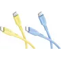 Goobay Sun & Sky komplekts 2x USB-C silikona kabelis 1,5m dzeltens zils 81274