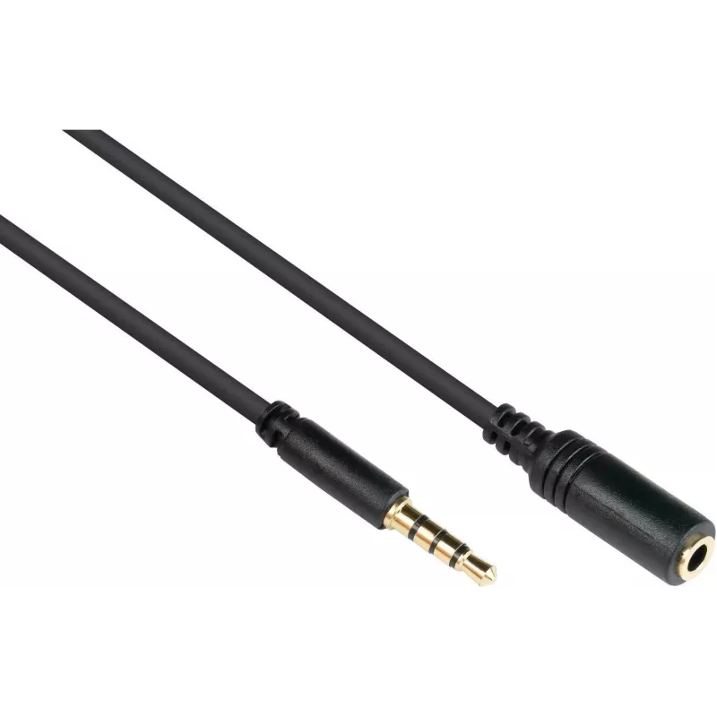 Good Connections 3,5 mm 4 polu TRRS audio pagarinājuma kabelis, vīrišķais uz sievišķo, 1,5 m, melns AS-35V4B15