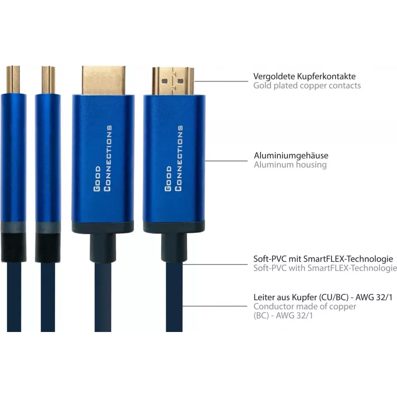 Good Connections GC 4520-CSF015B USB-C uz HDMI adaptera kabelis, 4K@60Hz, 1,5m, Melns