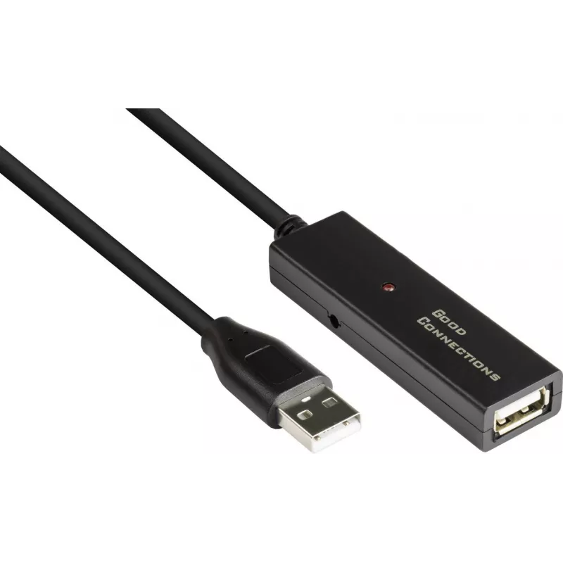 Good Connections GC-M0134 USB 2.0 pagarinātājkabelis 20 m melns ar signāla pastiprinātāju
