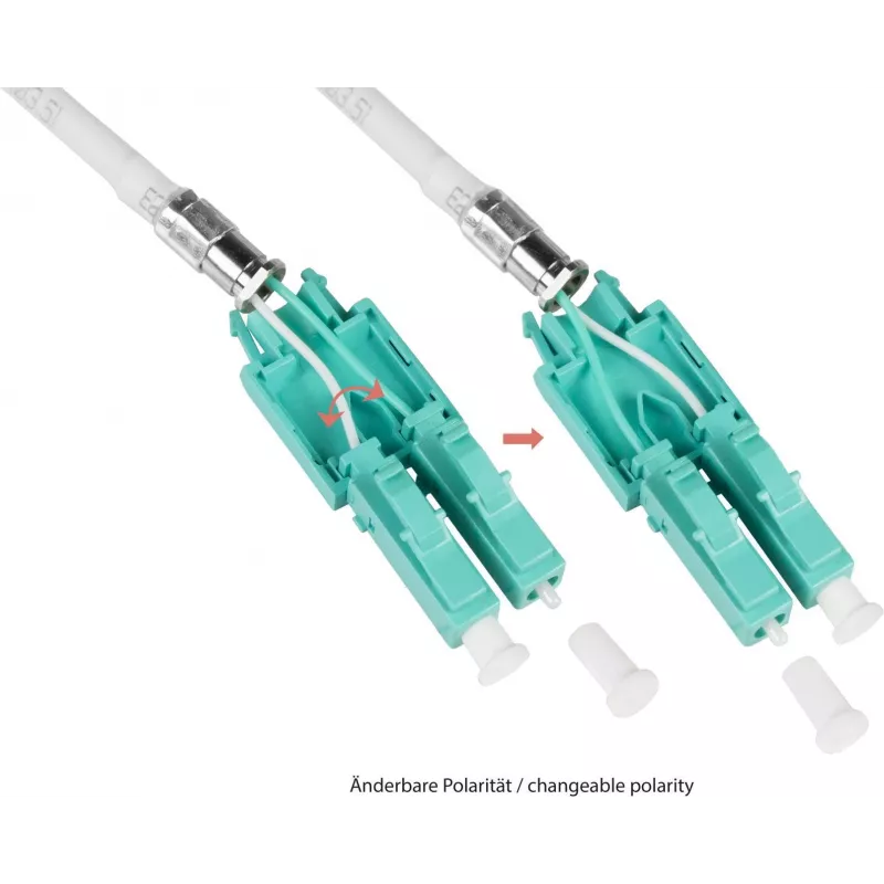 Good Connections OM3 Duplex LC/LC Uniboot optiskās šķiedras savienojuma kabelis, 50/125µm, LSZH, Aqua, 5m LW-U805LC3