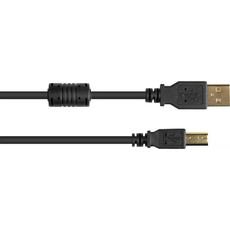 Good Connections USB 2.0 kabelis A uz B ar ferīta serdi, zeltīti kontakti, melns, 1m
