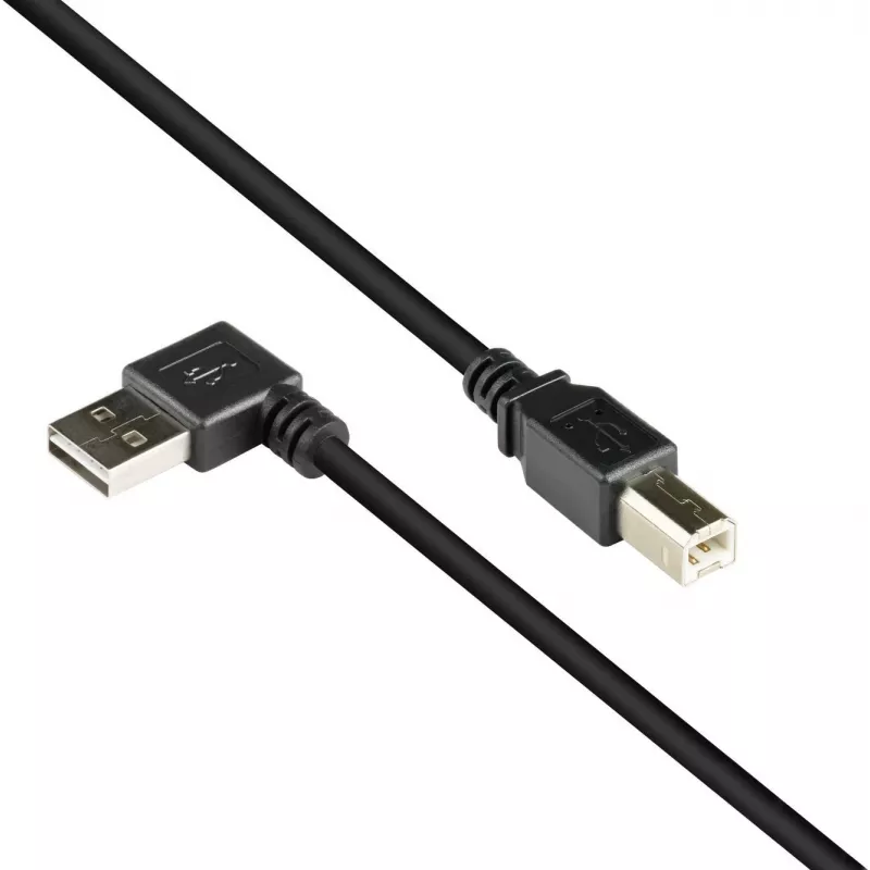 Good Connections USB 2.0 kabelis Type-A leņķveida uz Type-B - Melns - 0,5 m