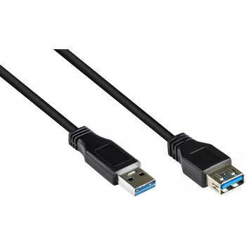 GoodConnections Alcasa 2711-S005 USB 3.1 Gen 1 pagarinājuma kabelis – USB-A vīrietis uz sievieti, 0,5 m, melns
