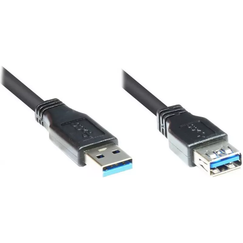 GoodConnections Alcasa 2711-S005 USB 3.1 Gen 1 pagarinājuma kabelis – USB-A vīrietis uz sievieti, 0,5 m, melns