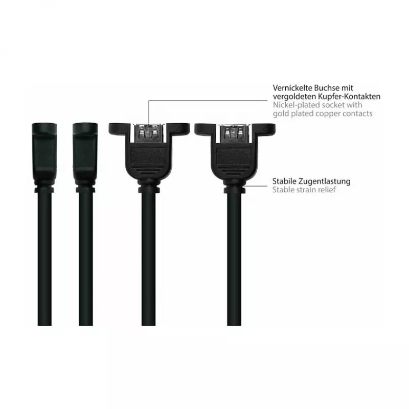 GoodConnections Alcasa USB 2.0 pagarinātājkabelis, USB-A vīrietis uz USB-A sieviete, 0,3 m, melns