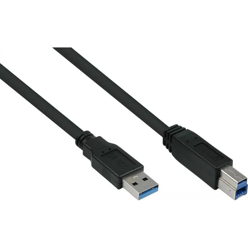GoodConnections Alcasa USB 3.2 Gen 1 kabelis A uz B 1.8m melns
