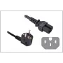 GoodConnections leņķiskais Schuko uz IEC C15 strāvas kabelis, 1,8 m, melns, 10A/250V, H05VV-F, karstuma apstākļiem 1501-18