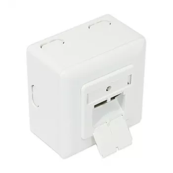 GoodConnections Cat.6 tīkla ligzda, 2xRJ45, ekranēta, virsmas montāža, vertikāla kabeļa ievade, signālbaltā RAL9003 (GC-N0026)