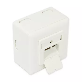 GoodConnections Cat.6 Network Wall Outlet, 2xRJ45, Shielded, Surface Mount, Pearl White RAL1013, GC-N0027