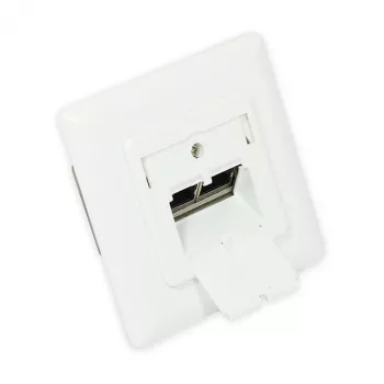 GoodConnections Cat.6A tīkla sienas kontaktligzda 2xRJ45 ekranēta, iegremdēta, vertikāla kabeļa ievade, signālbaltā RAL9003