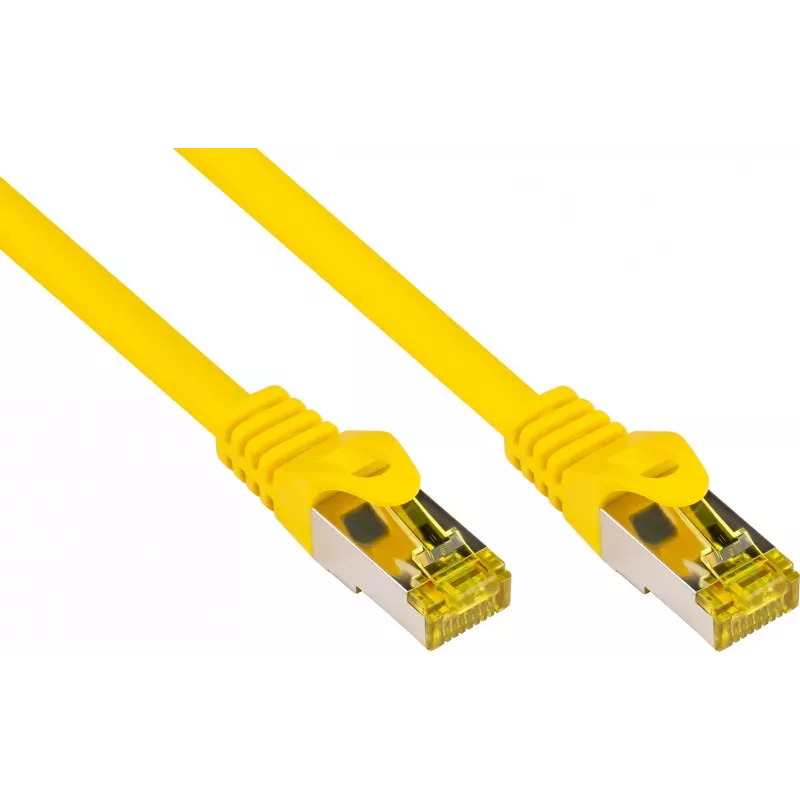 GoodConnections Cat.7 RJ45 komutācijas kabelis - 25 m, dzeltens, S/FTP PiMF, bez halogēna, 600 MHz (8070R-250Y)