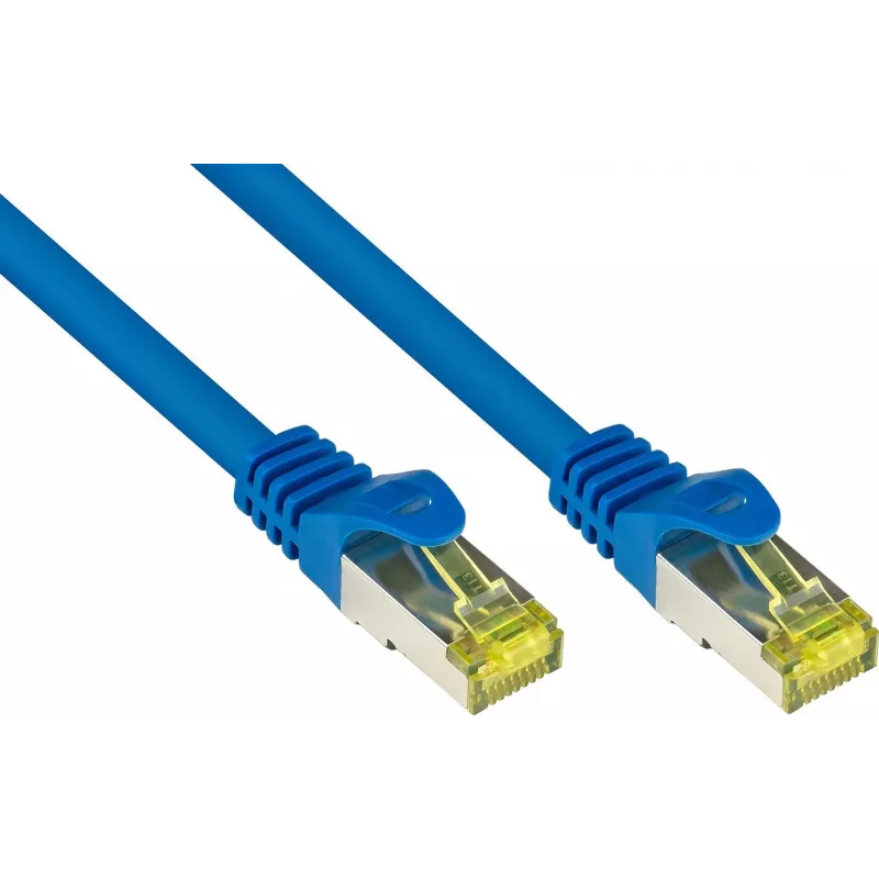 GoodConnections Cat.7 S/FTP RJ45 tīkla kabelis, 15m, zils, bez halogēniem, 600MHz, aizsargāta aizbīdņa fiksācija 8070R-150B