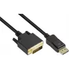GoodConnections DisplayPort uz DVI-D 24+1 savienojuma kabelis - 24K zeltīti kontakti - OFC - Melns - 5m